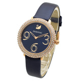  Shop Authentic Swarovski Crystal Frost Blue Dial Blue Leather Strap Watch for Women - 5484061 - Luxxuri