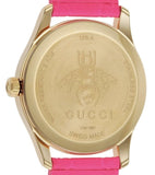  Shop Authentic Gucci G Timeless Quartz Pink Dial Pink Leather Strap Watch For Women - YA1264115 - Luxxuri