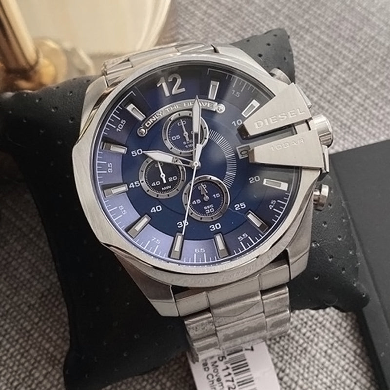  Shop Authentic Diesel Mega Chief Chronograph Blue Dial Silver Steel Strap Watch For Men - DZ4417 - Luxxuri