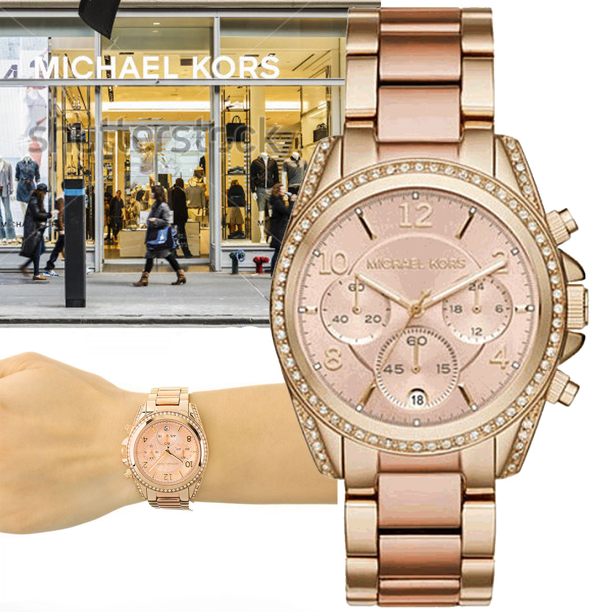  Shop Authentic Michael Kors Blair Chronograph Rose Gold Dial Two Tone Steel Strap Watch for Women - MK6316 - Luxxuri