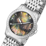  Shop Authentic Gucci G Timeless Diamonds Mother of Pearl Black Dial Silver Mesh Bracelet Watch For Women - YA126507 - Luxxuri