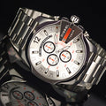  Shop Authentic Diesel Mega Chief Quartz Chronograph White Dial Steel Strap Watch For Men - DZ4328 - Luxxuri