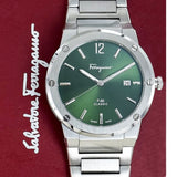  Shop Authentic Salvatore Ferragamo F-80 Classic Green Dial Silver Steel Strap Watch for Men - SFDT02123 - Luxxuri
