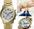  Shop Authentic Michael Kors Cooper Chronograph White Dial Gold Steel Strap Watch For Women - MK5916 - Luxxuri