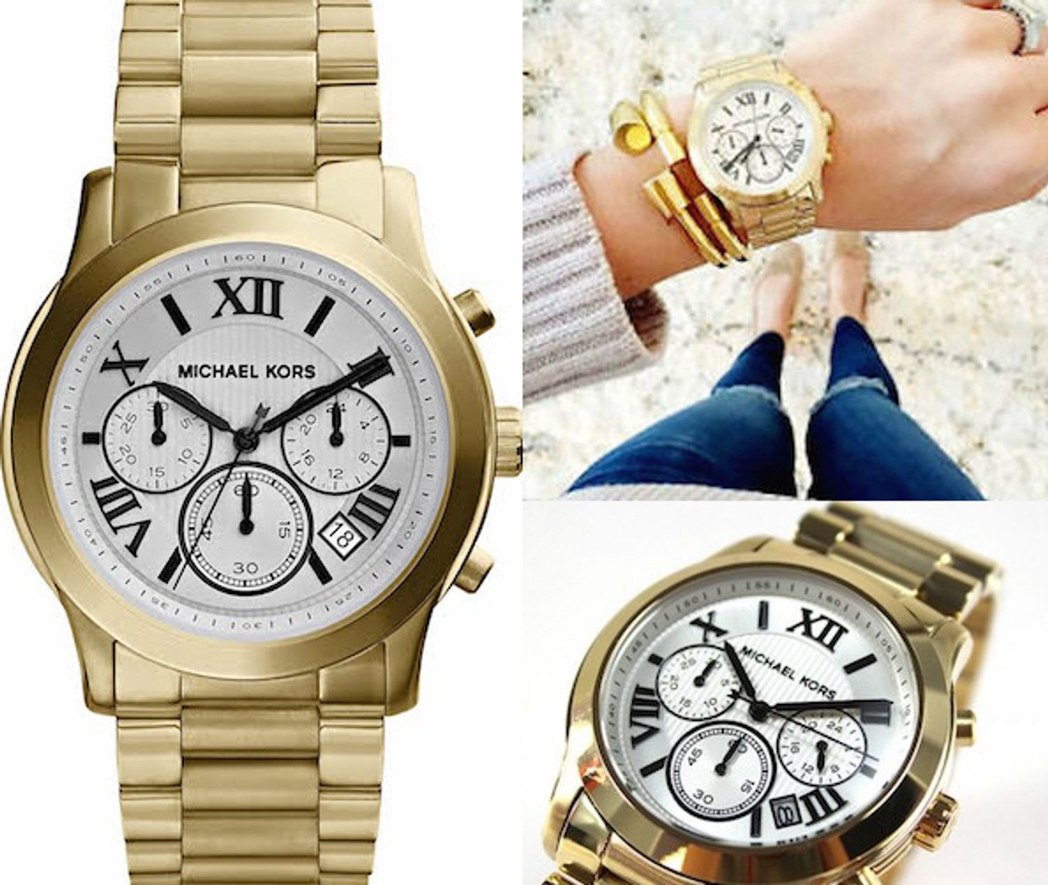  Shop Authentic Michael Kors Cooper Chronograph White Dial Gold Steel Strap Watch For Women - MK5916 - Luxxuri