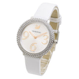  Shop Authentic Swarovski Crystal Frost Silver Dial White Leather Strap Watch for Women - 5484070 - Luxxuri