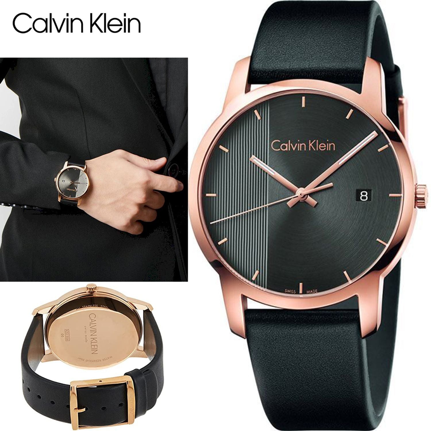  Shop Authentic Calvin Klein City Quartz Grey Dial Black Leather Strap Watch for Men - K2G2G6C3 - Luxxuri