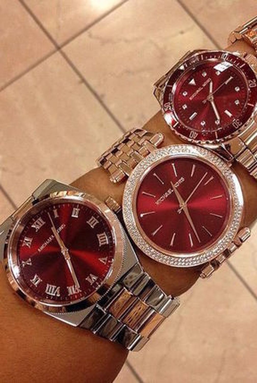  Shop Authentic Michael Kors Channing Quartz Red Dial Two Tone Steel Strap Watch For Women - MK6114 - Luxxuri