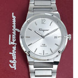  Shop Authentic Salvatore Ferragamo F-80 Classic Silver Dial Silver Steel Strap Watch for Men - SFDT02223 - Luxxuri