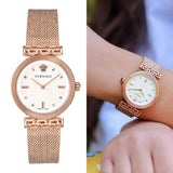 Shop Authentic Versace Meander White Dial Rose Gold Mesh Bracelet Watch for Women - VELW00620 - Luxxuri