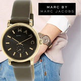 Shop Authentic Marc Jacobs Baker Olive Dial Olive Leather Strap Watch for Women - MBM1330 - Luxxuri