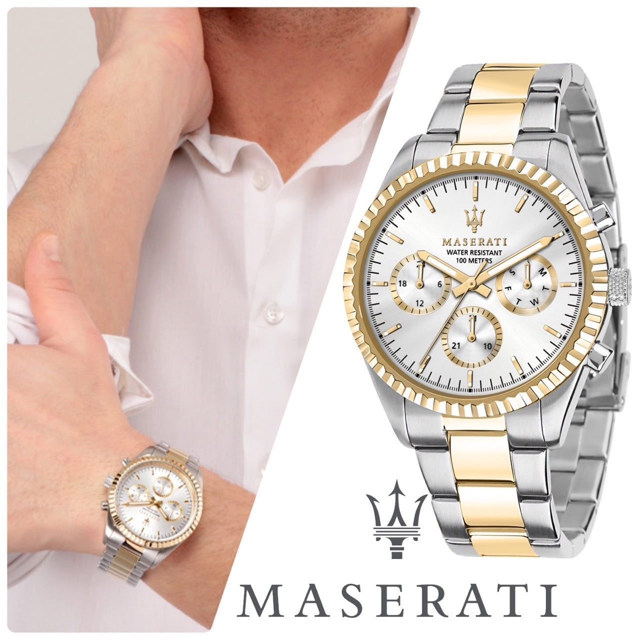  Shop Authentic Maserati Competizione Chronograph Quartz Silver Dial Watch For Men - R8853100021 - Luxxuri