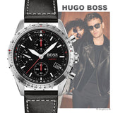  Shop Authentic Hugo Boss Aero Chronograph Black Dial Black Leather Strap Watch for Men - 1513770 - Luxxuri
