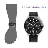  Shop Authentic Tommy Hilfiger Larson Chronograph Black Dial Black Leather Strap Watch For Men - 1791984 - Luxxuri