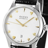  Shop Authentic Gucci G Timeless Automatic Silver Dial Black Leather Strap Unisex Watch - YA126468 - Luxxuri