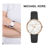  Shop Authentic Michael Kors Pyper Quartz White Dial Black Leather Strap Watch For Women - MK2834 - Luxxuri