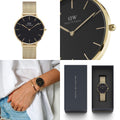  Shop Authentic Daniel Wellington Petite Evergold Black Dial Gold Mesh Strap Watch For Women - DW00100345 - Luxxuri