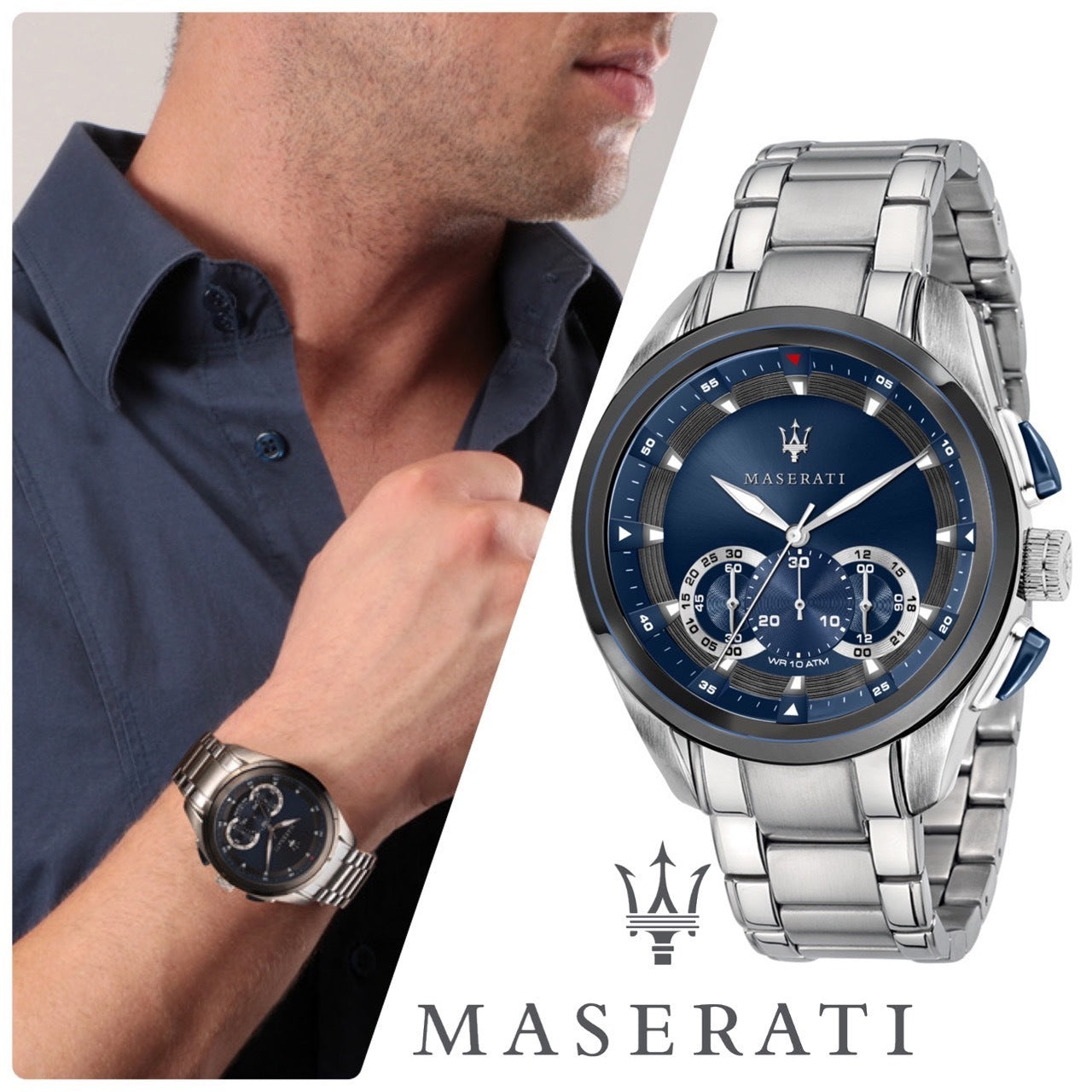  Shop Authentic Maserati Traguardo Chronograph 45mm Blue Dial Stainless Steel Watch For Men - R8873612014 - Luxxuri