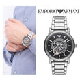  Shop Authentic Emporio Armani Meccanico Automatic Skeleton Black Dial Silver Steel Strap Watch For Men - AR60021 - Luxxuri