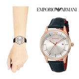  Shop Authentic Emporio Armani Classic Silver Dial Blue Leather Strap Watch For Men - AR11131 - Luxxuri