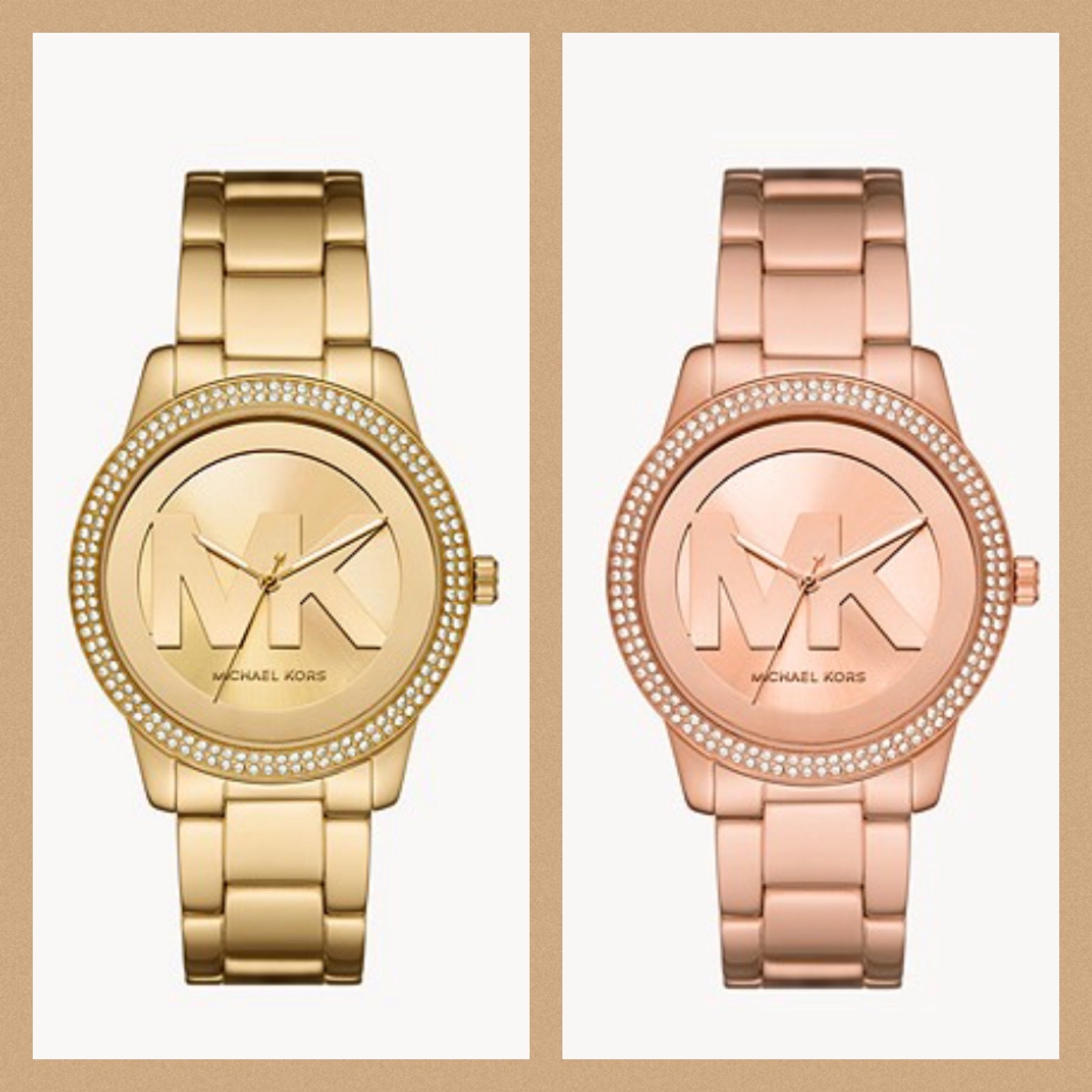 Michael Kors Tibby Three Hand Gold Dial Gold Steel Strap Watch For Women - MK6879