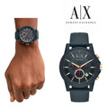  Shop Authentic Armani Exchange Outerbanks Chronograph Blue Dial Blue Silicone Strap Watch For Men - AX1335 - Luxxuri
