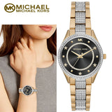  Shop Authentic Michael Kors Lauryn Crystal Pave Black Dial Two Tone Steel Strap Watch For Women - MK4403 - Luxxuri