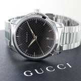  Shop Authentic Gucci G Timeless Black Dial Silver Steel Strap Unisex Watch - YA126457 - Luxxuri