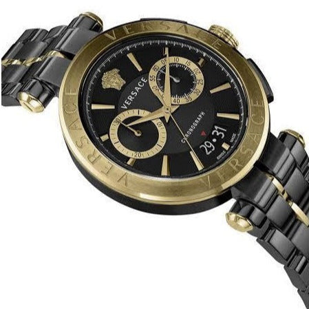  Shop Authentic Versace Aion Chronograph Black Dial Black Steel Strap Watch for Men - VE1D01620 - Luxxuri