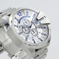  Shop Authentic Diesel Mega Chief Chronograph Silver Dial Silver Steel Strap Watch For Men - DZ4477 - Luxxuri