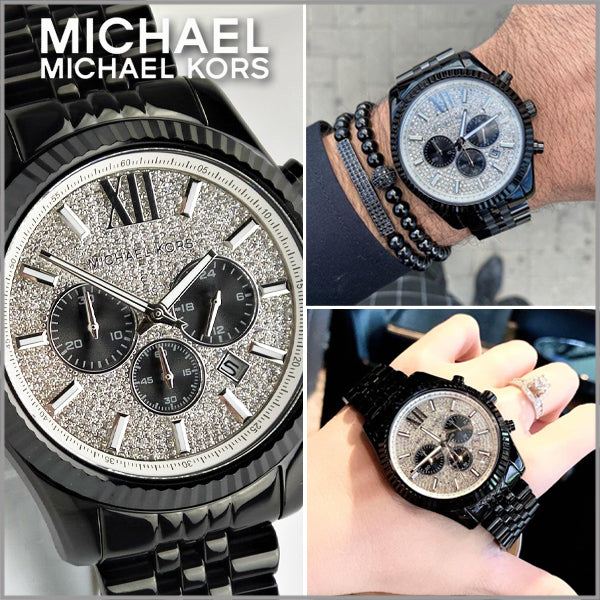  Shop Authentic Michael Kors Lexington Chronograph Crystals Silver Dial Black Steel Strap Watch for Men - MK8605 - Luxxuri
