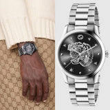 Shop Authentic Gucci G Timeless Diamonds Black Dial Silver Steel Strap Watch For Women - YA1264125 - Luxxuri