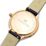  Shop Authentic Swarovski Crystal Frost Blue Dial Blue Leather Strap Watch for Women - 5484061 - Luxxuri