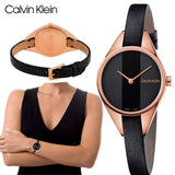  Shop Authentic Calvin Klein Rebel Black Dial Black Leather Strap Watch for Women - K8P236C1 - Luxxuri