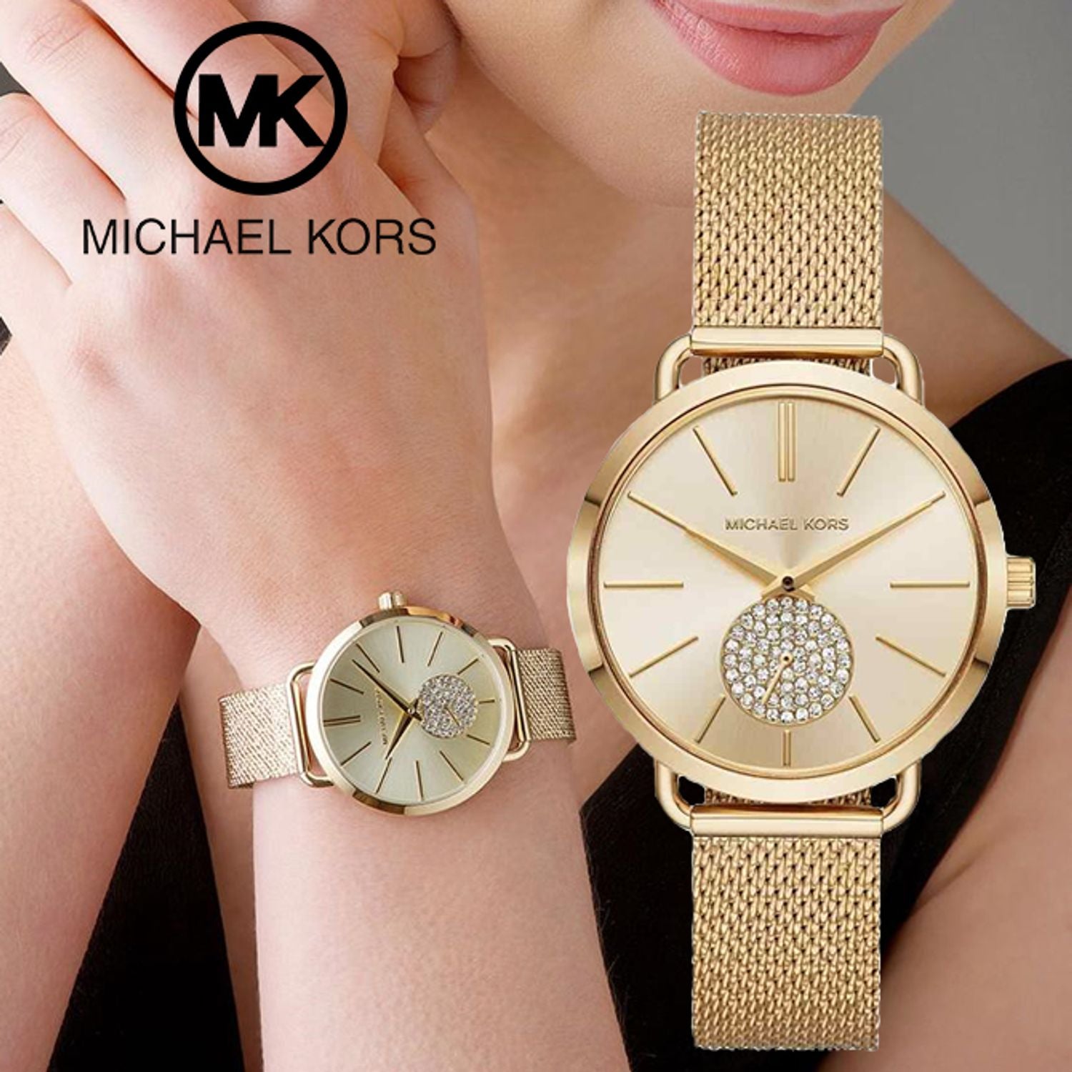  Shop Authentic Michael Kors Portia Gold Dial Gold Mesh Bracelet Watch for Women - MK3844 - Luxxuri