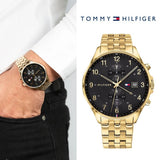  Shop Authentic Tommy Hilfiger West Chronograph Quartz Black Dial Gold Steel Strap Watch For Men - 1791708 - Luxxuri