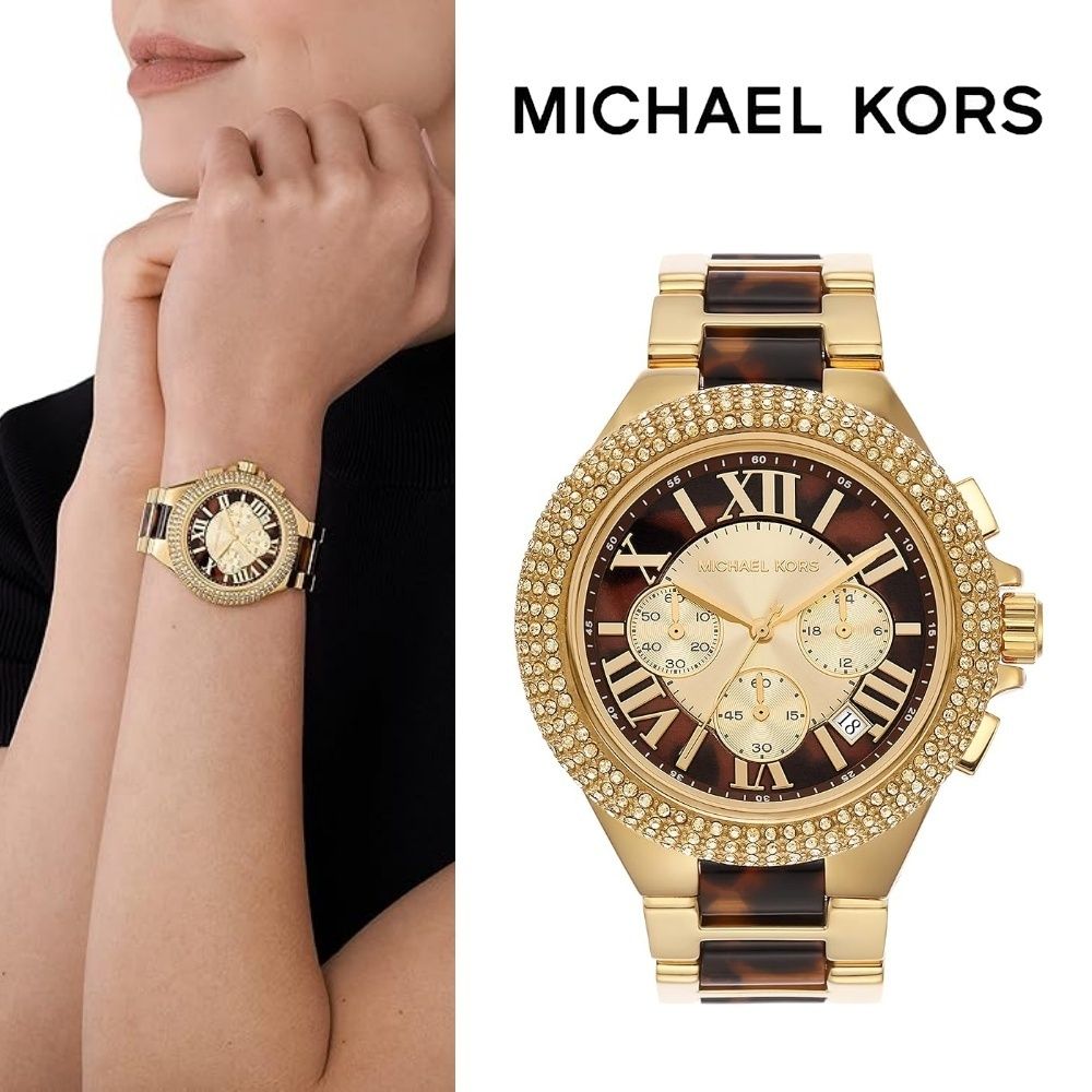  Shop Authentic Michael Kors Camille Chronograph Brown Dial Two Tone Steel Strap Watch For Women - MK7269 - Luxxuri