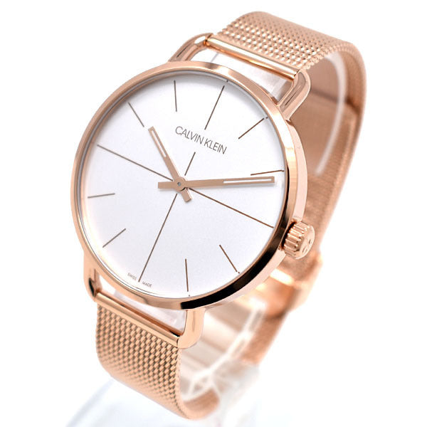  Shop Authentic Calvin Klein Even White Dial Rose Gold Mesh Bracelet Watch for Women - K7B21626 - Luxxuri