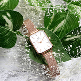  Shop Authentic Daniel Wellington Quadro Melrose White Dial Gold Mesh Strap Watch For Women - DW00100431 - Luxxuri