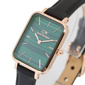  Shop Authentic Daniel Wellington Quadro Pressed Sheffield Green Dial Black Leather Strap Watch For Women - DW00100439 - Luxxuri