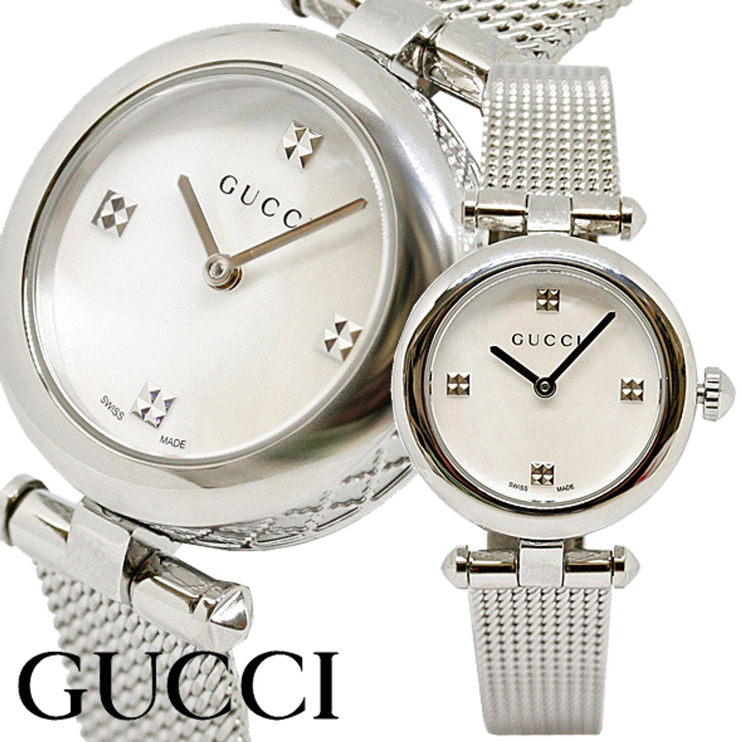  Shop Authentic Gucci Diamantissima Quartz Diamonds Mother of Pearl Dial Silver Mesh Bracelet Watch for Women - YA141504 - Luxxuri