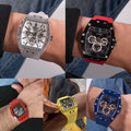 Guess Phoenix Multifunction Black Dial Red Rubber Strap Watch for Men - GW0203G4