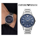  Shop Authentic Emporio Armani Renato Automatic Blue Dial Silver Steel Strap Watch For Men - AR60037 - Luxxuri