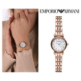  Shop Authentic Emporio Armani Gianni T-Bar Mother of Pearl Dial Rose Gold Steel Strap Watch For Women - AR11203 - Luxxuri