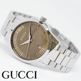  Shop Authentic Gucci G Timeless Brown Dial Silver Steel Strap Watch For Men - YA126445 - Luxxuri