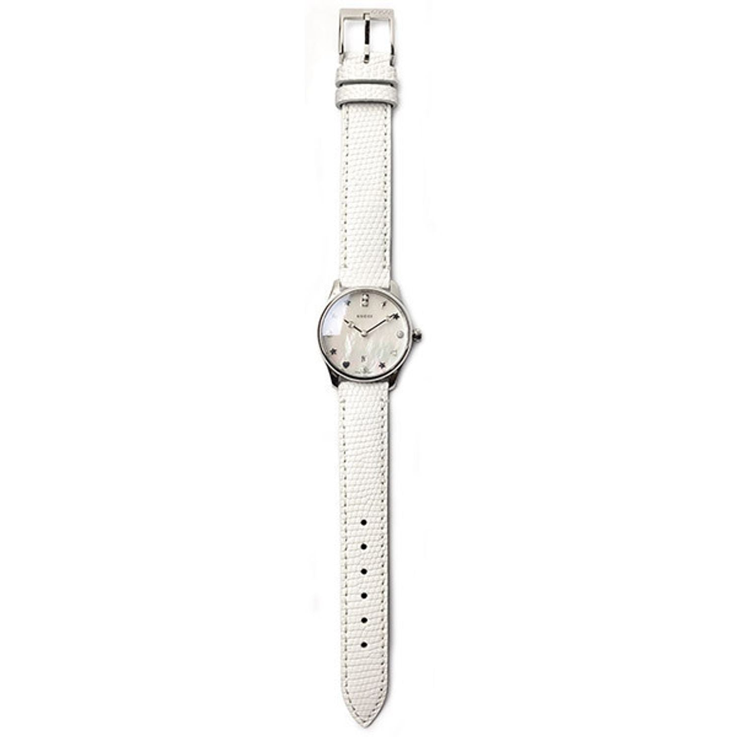  Shop Authentic Gucci G-Timeless Mother of Pearl White Dial White Leather Strap Watch For Women - YA126597 - Luxxuri