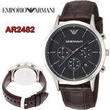  Shop Authentic Emporio Armani Renato Chronograph Black Dial Brown Leather Strap Watch For Men - AR2482 - Luxxuri