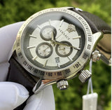  Shop Authentic Versace Classic Chronograph Quartz Silver Dial Brown Leather Strap Watch For Men - VEV700119 - Luxxuri