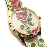 Shop Authentic Gucci G Timeless Floral Gold Dial White Leather Strap Watch For Women - YA1264084 - Luxxuri