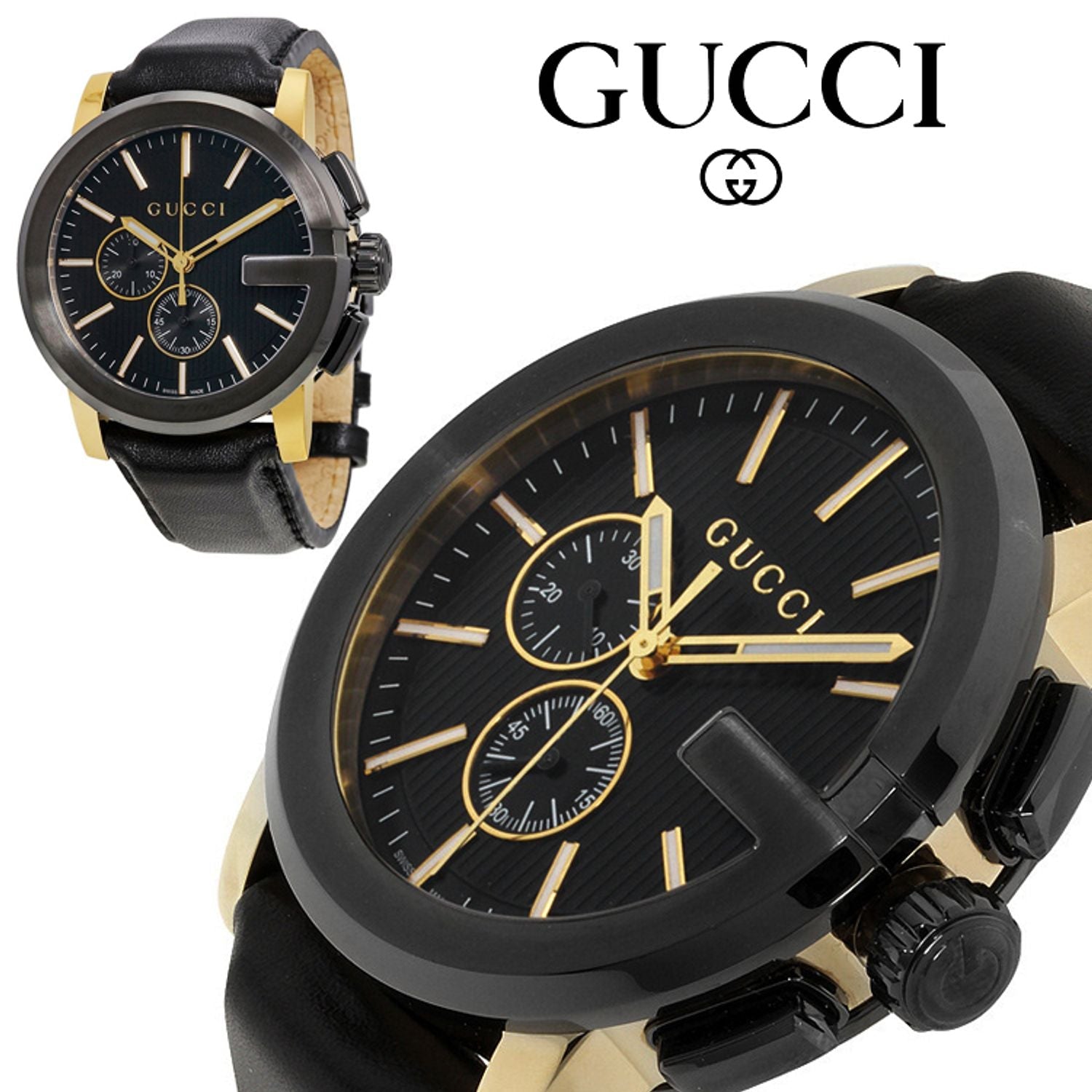  Shop Authentic Gucci G Chrono Black Dial Black Leather Strap Watch For Men - YA101203 - Luxxuri
